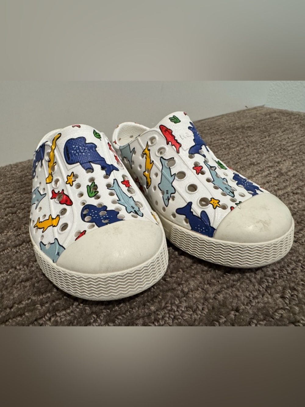 Native Kids White Shark & Sea Creature Slip-On water shoes